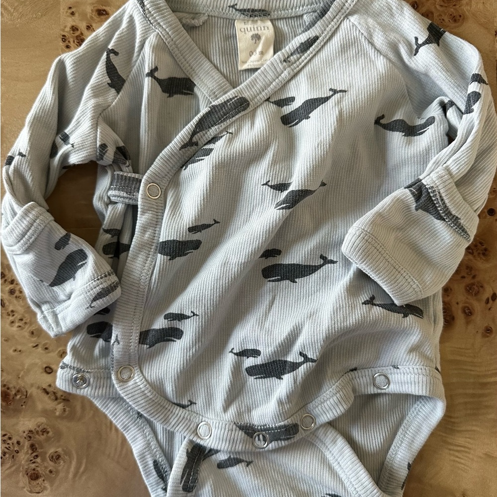 Kate Quinn Gray Whale Pattern Onesie